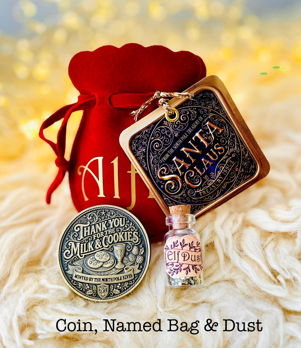 DELUXE Milk & Cookies Santa Coin | Proof of Santa’s Visit for leaving on your Santa Plate | Reindeer Food Thank you coin | Christmas Eve