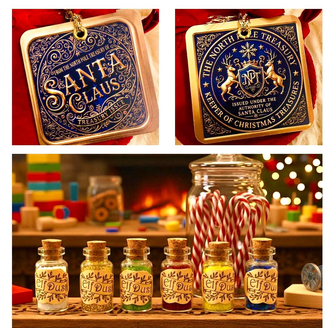 DELUXE Milk & Cookies Santa Coin | Proof of Santa’s Visit for leaving on your Santa Plate | Reindeer Food Thank you coin | Christmas Eve