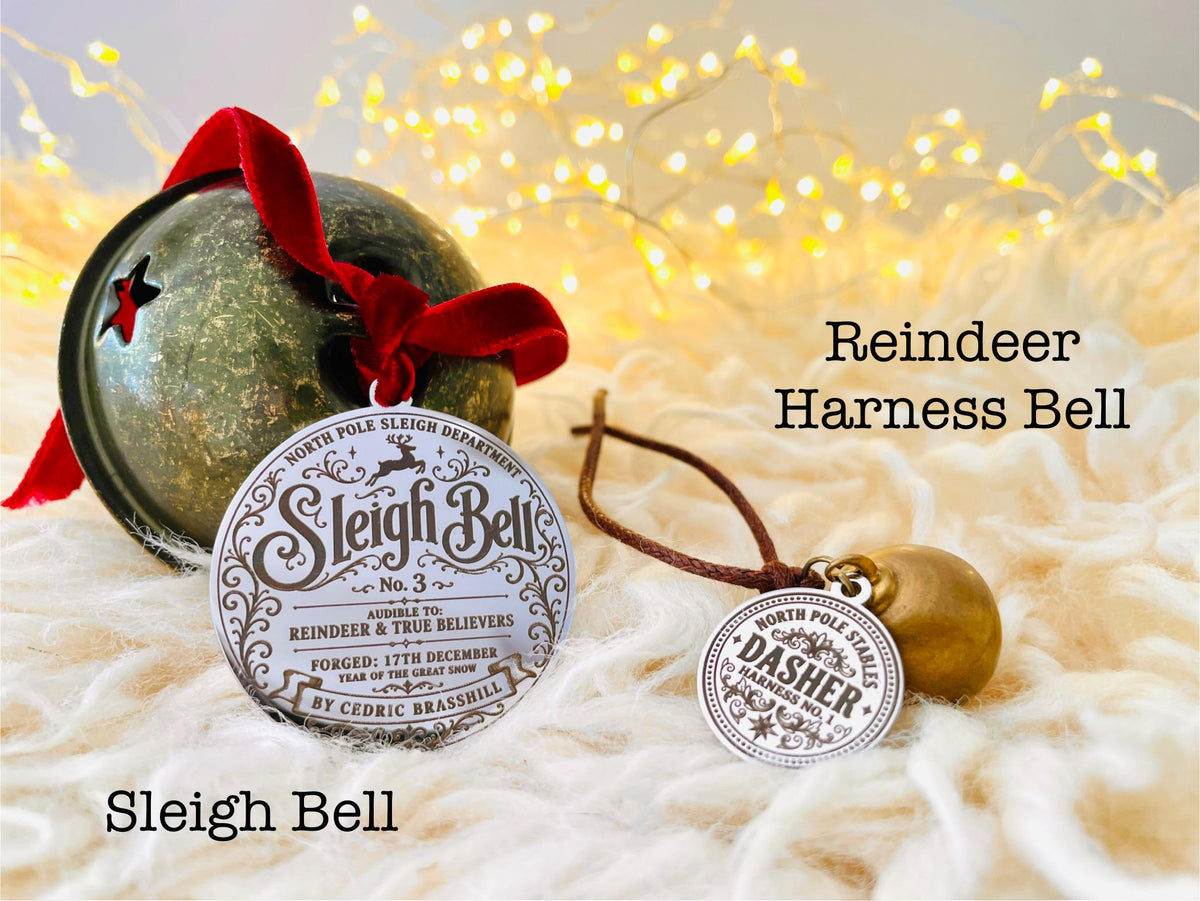 Santa Sleigh Bell & Reindeer Bell, fallen from the Sleigh | Christmas Morning Discovery | Santa Proof | Father Christmas True Believer Bell