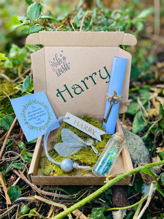 Woodland Fairy- BOY’S Tooth Fairy Letter Personalised gift box- Boy Tooth Fairy kit: Custom Letter, Fairy Dust, Fairy Wings, Magnifying Glas