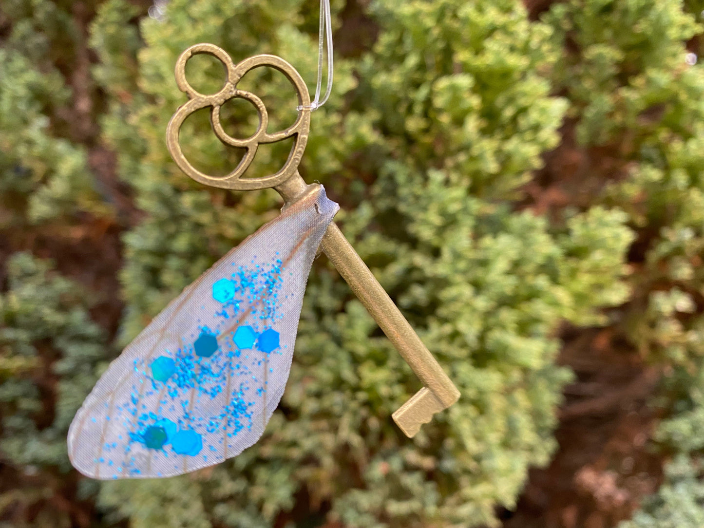 Fairy flying keys/ wizard winged keys with glittery wings- perfect for fantastical wizard decor, wedding, child’s room or fairy gift