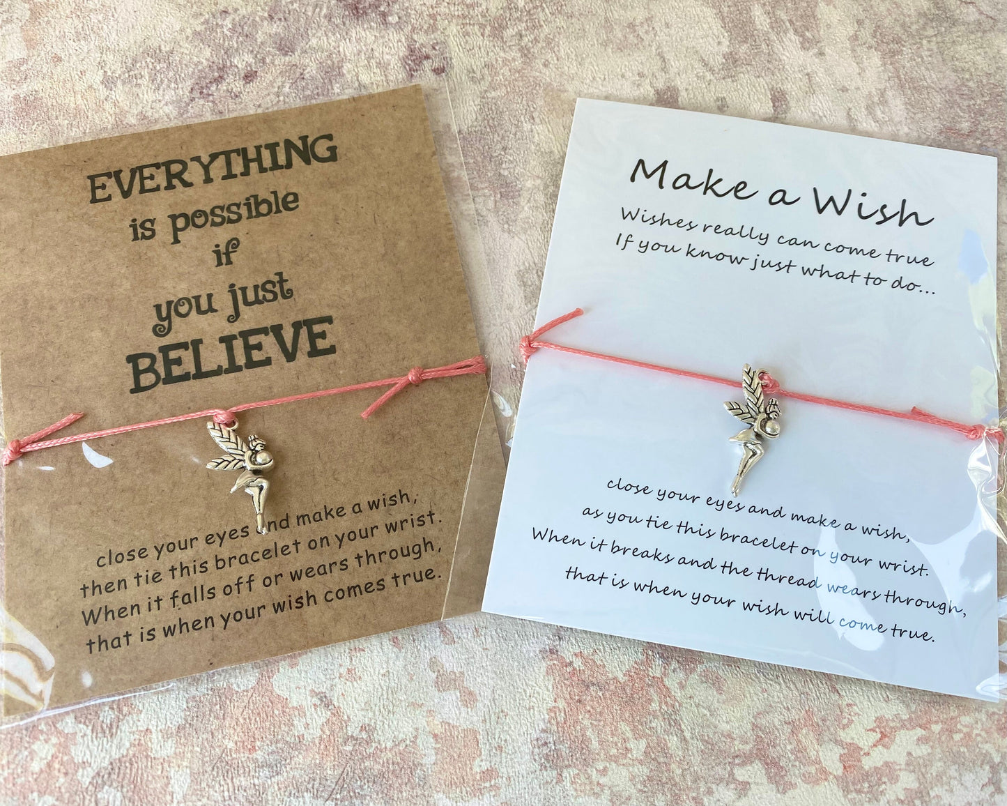 Pretty Fairy Bracelet gift charm! Delicate personalised fairy jewellery - birthday present, good luck gift- Make A Wish