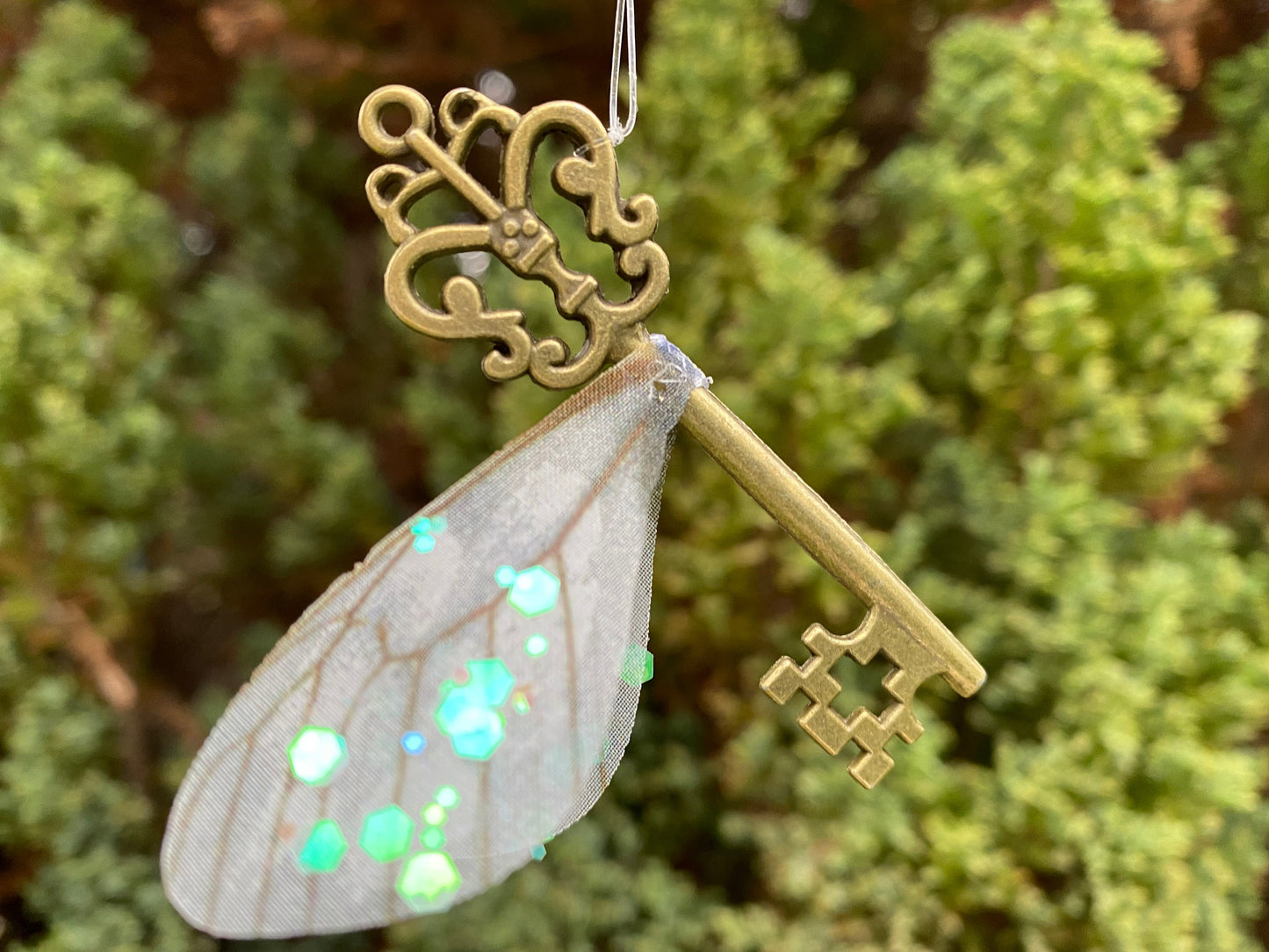 Fairy flying keys/ wizard winged keys with glittery wings- perfect for fantastical wizard decor, wedding, child’s room or fairy gift