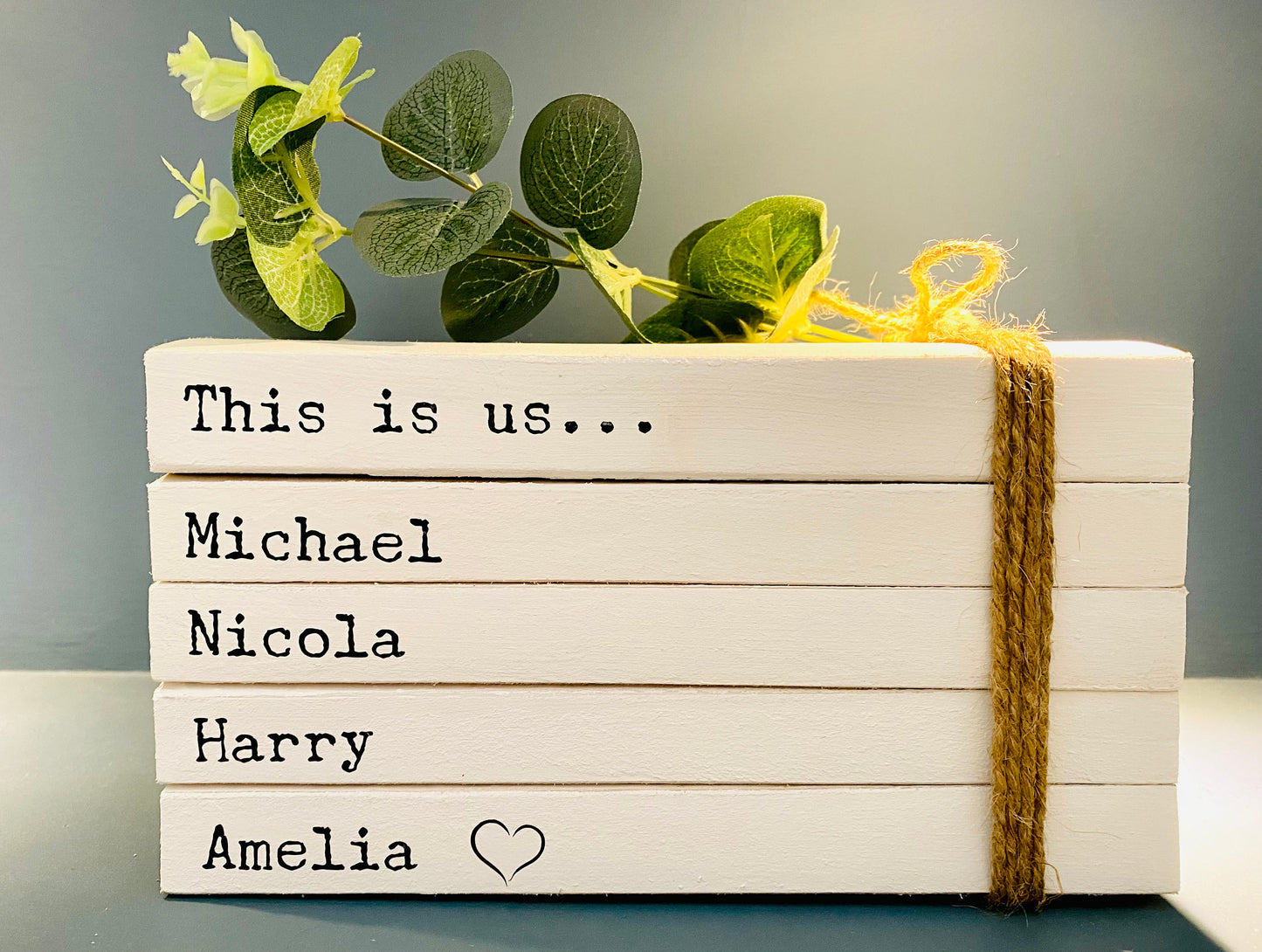 Personalised Family Names Book Stack Gift! Beautiful, neutral home decor book stack ornament- lovely Christmas gift or house warming present