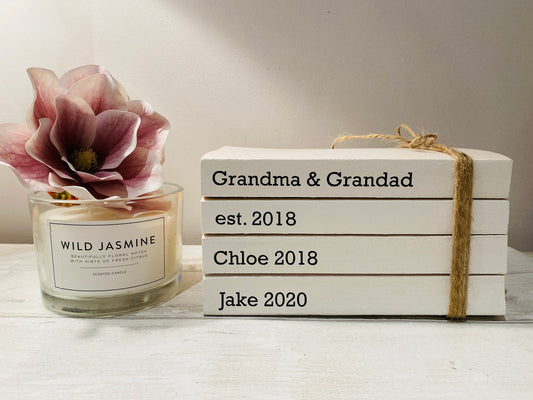 Custom Grandparents Gift -Grandchildren’s Names Book Stack Gift! Beautiful, Personalised gift for Granny & Grandad, Christmas present