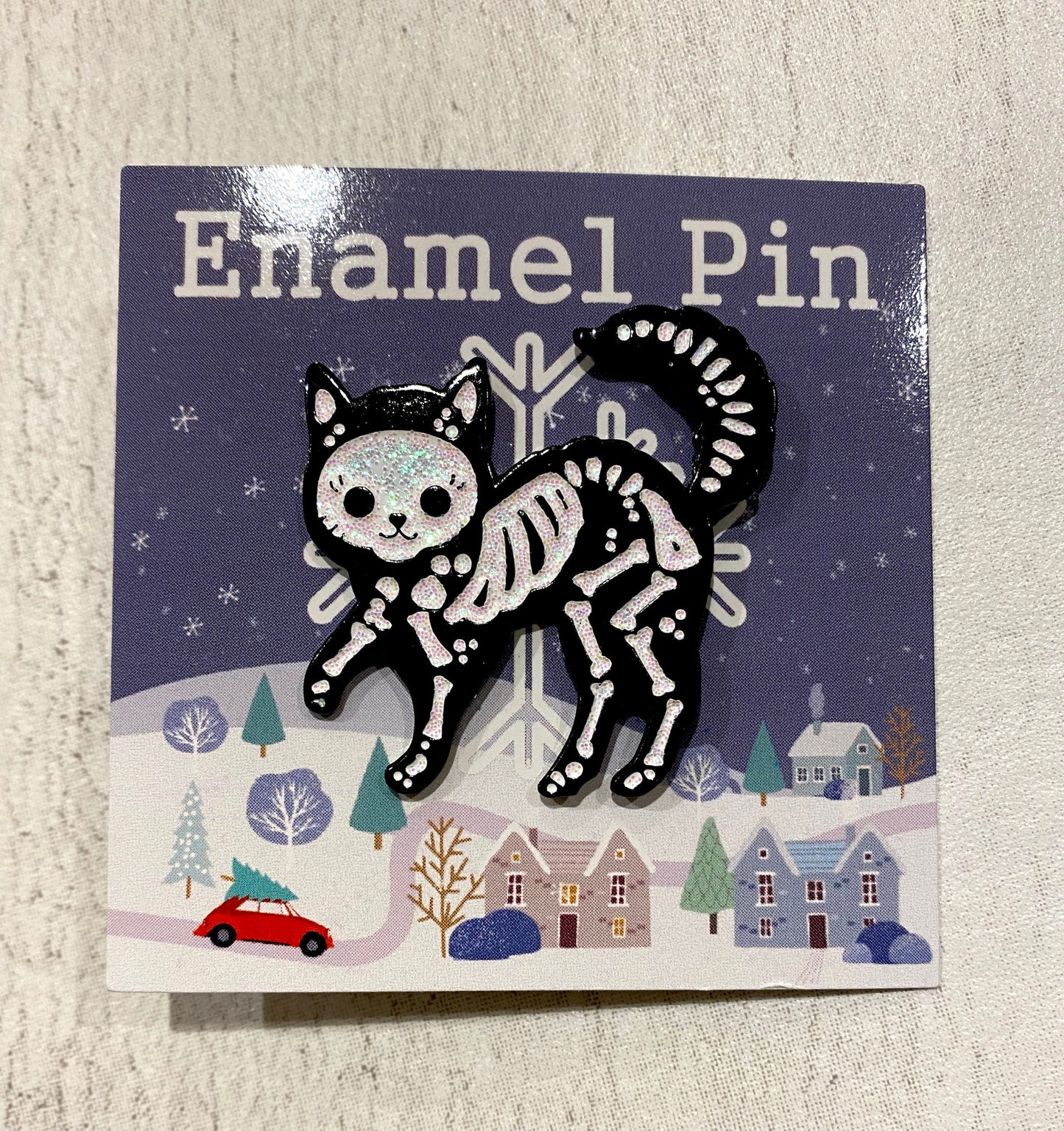 Gothic Cat Skeleton Punk Enamel Pin - Christmas badge lapel