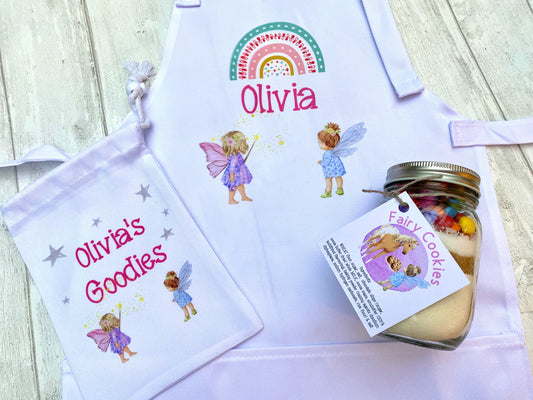 Fairy Apron-  Kids Apron plus Fairy Cookie Jar Mix! Children’s Magic Halloween Gift! Great Child Baking Set Apron Gift!