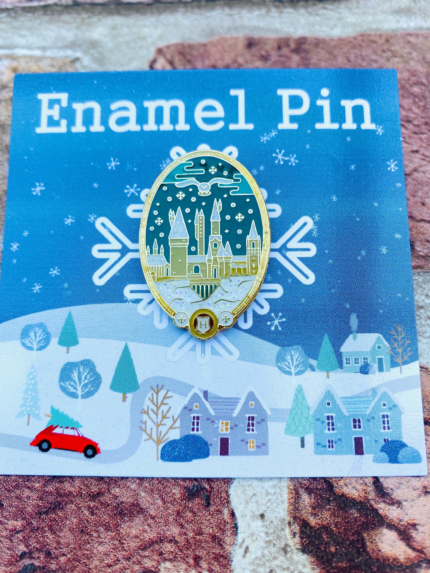 OTHER STYLES Castle in the Snow enamel pin- Halloween magic badge- wizards & witches pin
