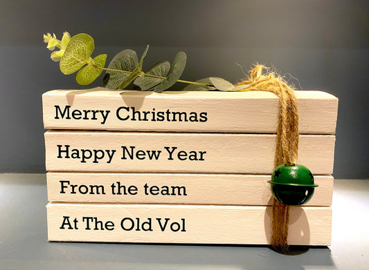 Business Shop Christmas Decor! Personalised Book Stacks- Festive Shop Sign Decor