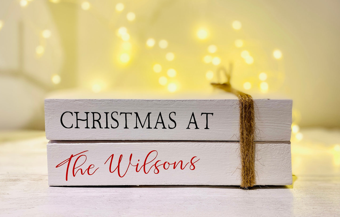 Personalised Christmas Book Stack with Family Name! Christmas Ornament, Festive Coffee Table Decor