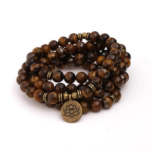 108 Mala Tiger’s Eye Stone Meditation Necklace. Beautiful Tiger Stones. Japa Mala. Prayer beads.