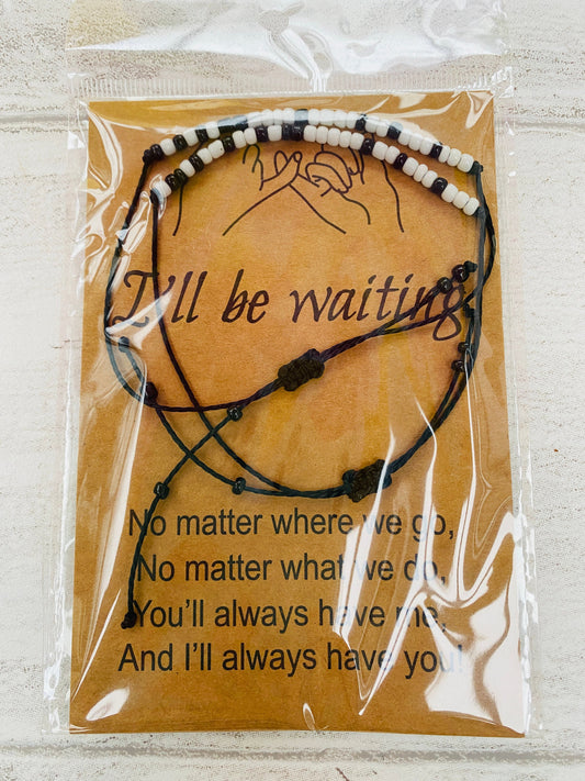 I’ll be Waiting- I’ll be back Morse Code Bracelets- Romantic Secret Message