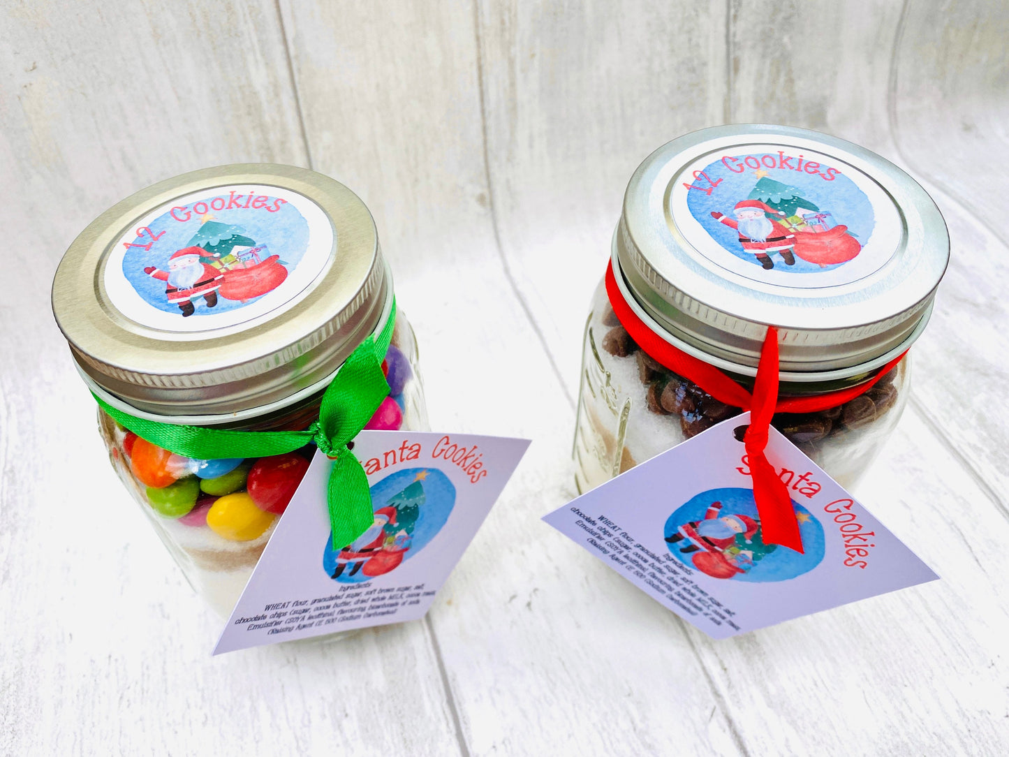 Santa Christmas Cookies Jar Mix! Cookies in a Jar Gift- baking gift! Adult Baking set! Christmas gift, birthday present!