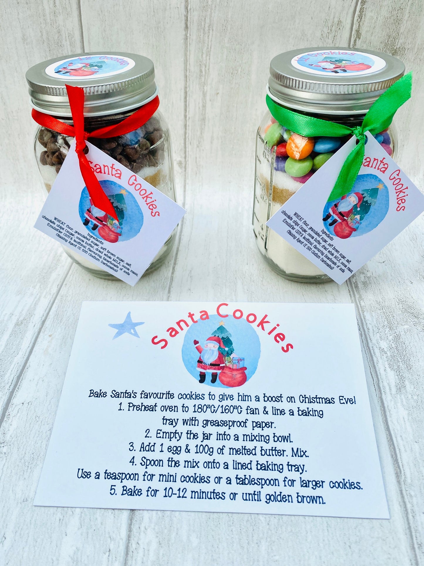 Santa Christmas Cookies Jar Mix! Cookies in a Jar Gift- baking gift! Adult Baking set! Christmas gift, birthday present!