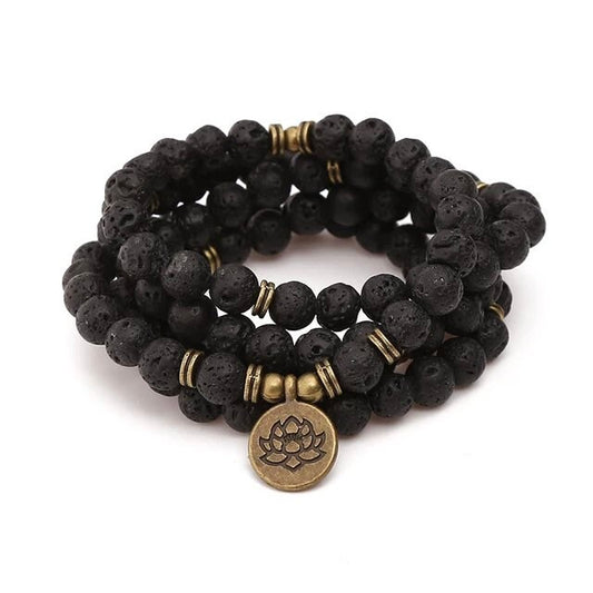 108 Mala Natural Lava Stone Meditation Necklace. Beautiful Lava Stones. Japa Mala. Prayer beads.