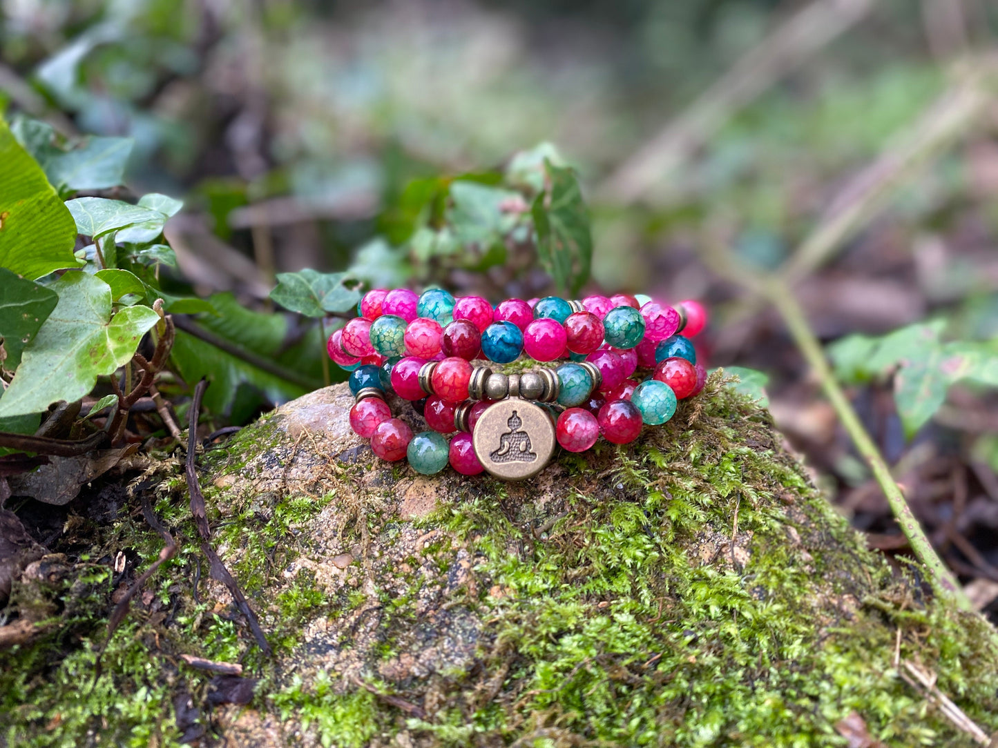 108 Mala Beads -Onyx & Tourmaline Natural Stone Meditation Necklace. Beautiful Chakra Healing bracelet. Japa Mala. Prayer beads.