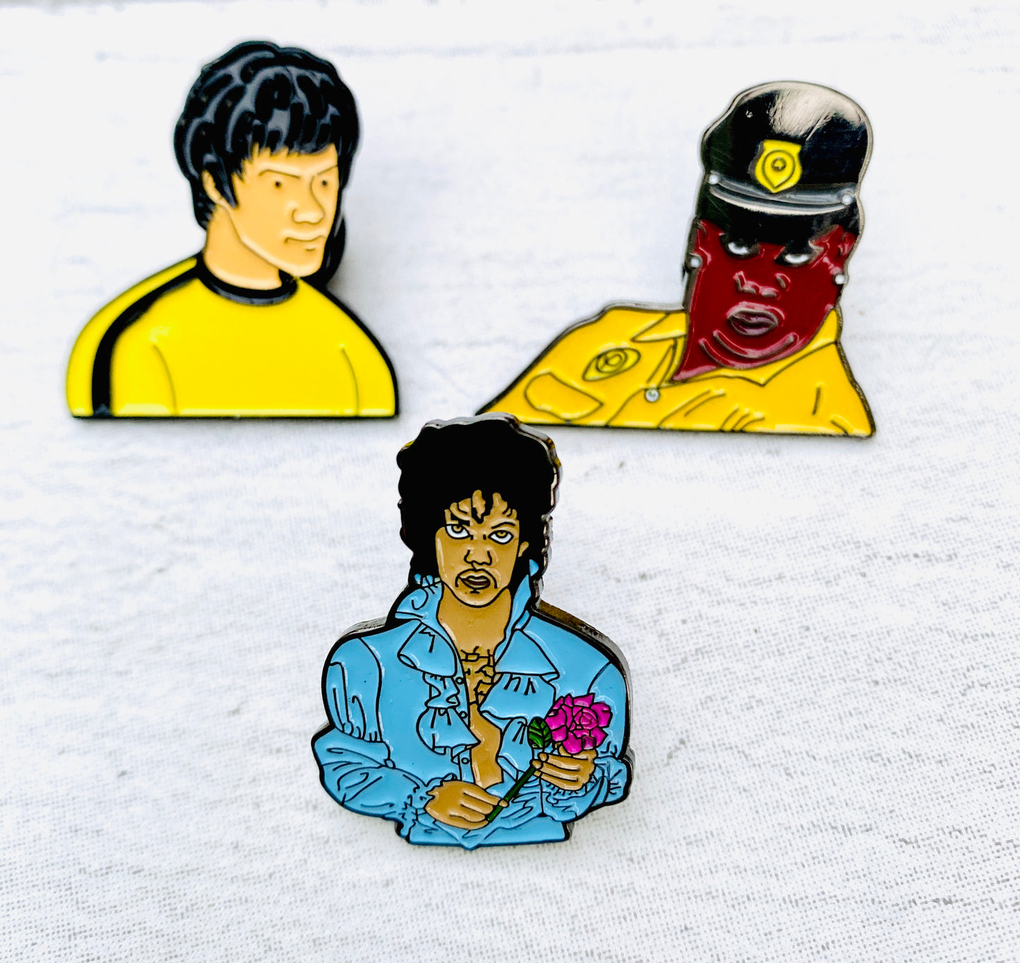 Prince, Bruce Lee & DuPaul Enamel Pin! Badge Lapel