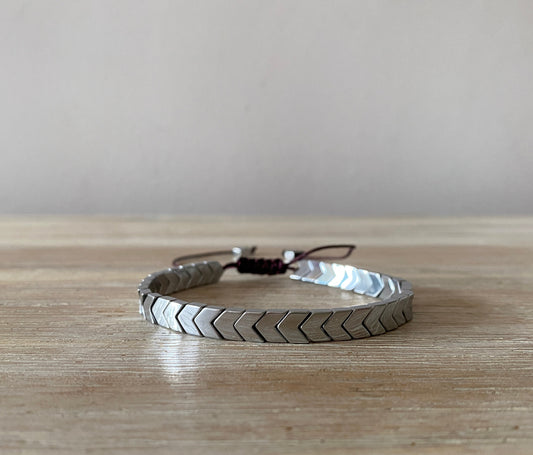 Unisex Chevron metal Bracelet for men and women- adjustable