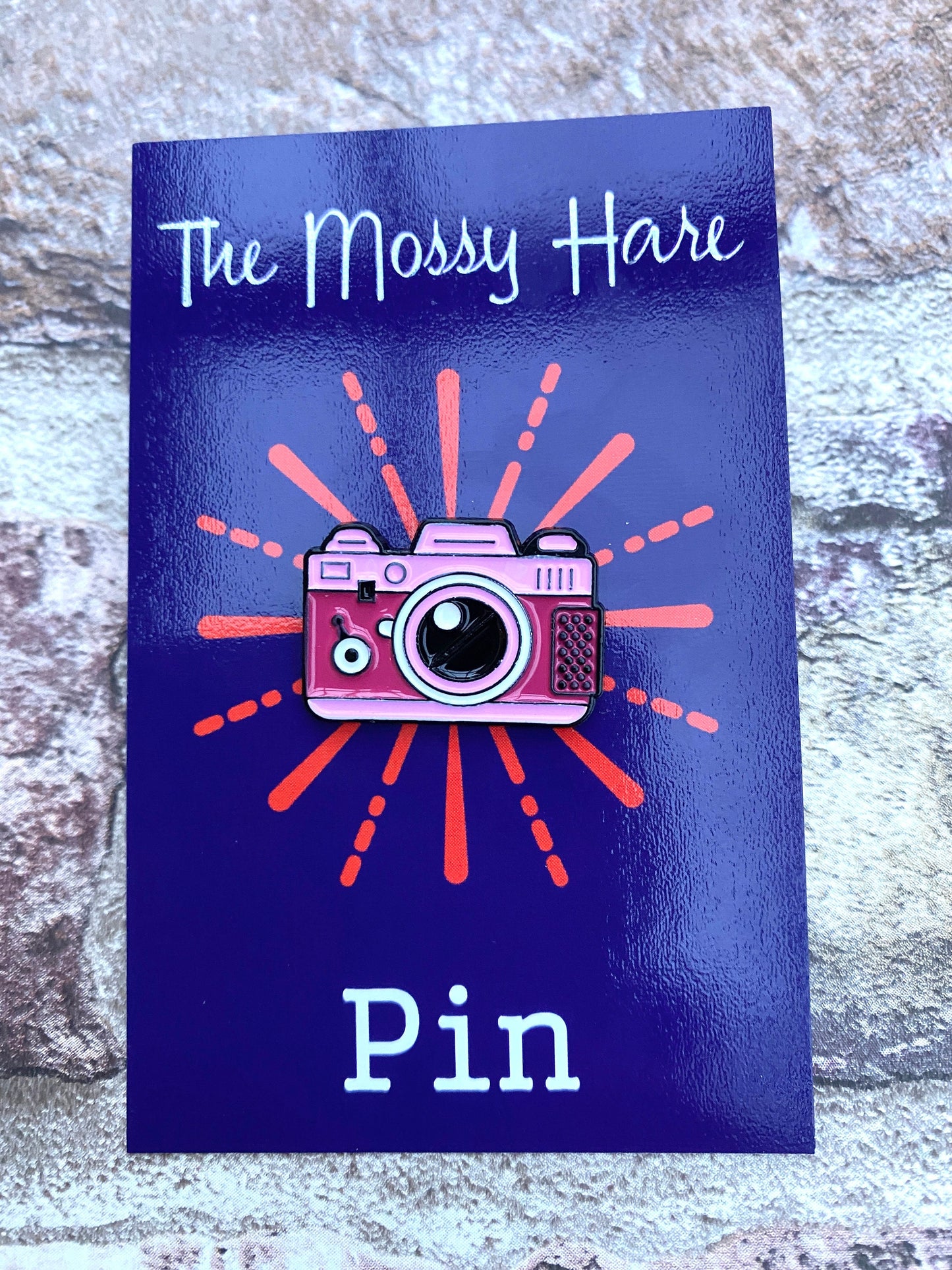 Retro Pink Camera - Photography Enamel Pin - Christmas badge lapel