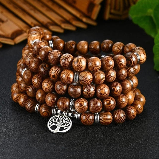 108 Mala Beads- Traditional Natural Wooden Mala Meditation Necklace. Beautiful Chakra Healing bracelet. Japa Mala. Prayer beads.