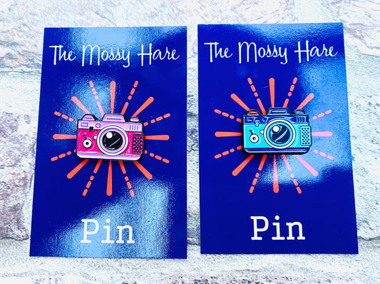 Retro Pink Camera - Photography Enamel Pin - Christmas badge lapel