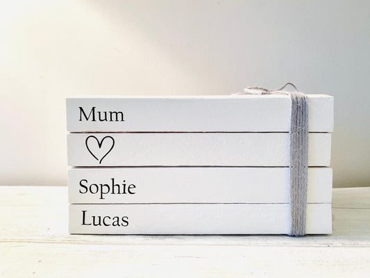 Family Names Book Stack - Real Book Stack- Coffee Table Decor, Bookcase Ornamemr- Gift For Mum, Gift For Nan, Family Names Books