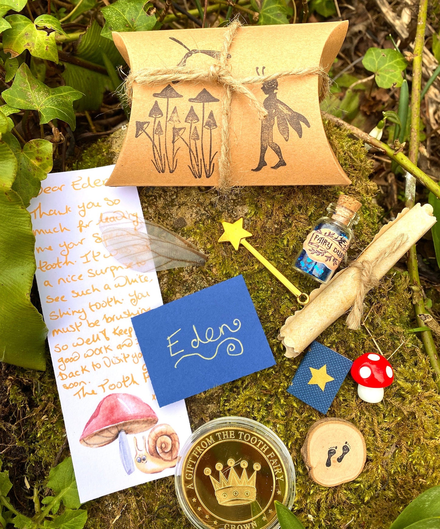 Cute Pillow Box Tooth Fairy Letter HANDWRITTEN Personalised Tooth Fairy Kit! Fairy Dust, Fairy Wand, Note. Custom Tooth Fairy Set