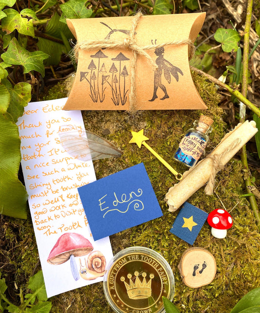 Cute Pillow Box Tooth Fairy Letter HANDWRITTEN Personalised Tooth Fairy Kit! Fairy Dust, Fairy Wand, Note. Custom Tooth Fairy Set