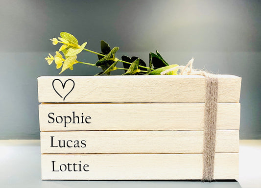 Family Names Personalised Book Stack! White Book Stacks- home decor ornament, coffee table bookshelf decor, wedding decor