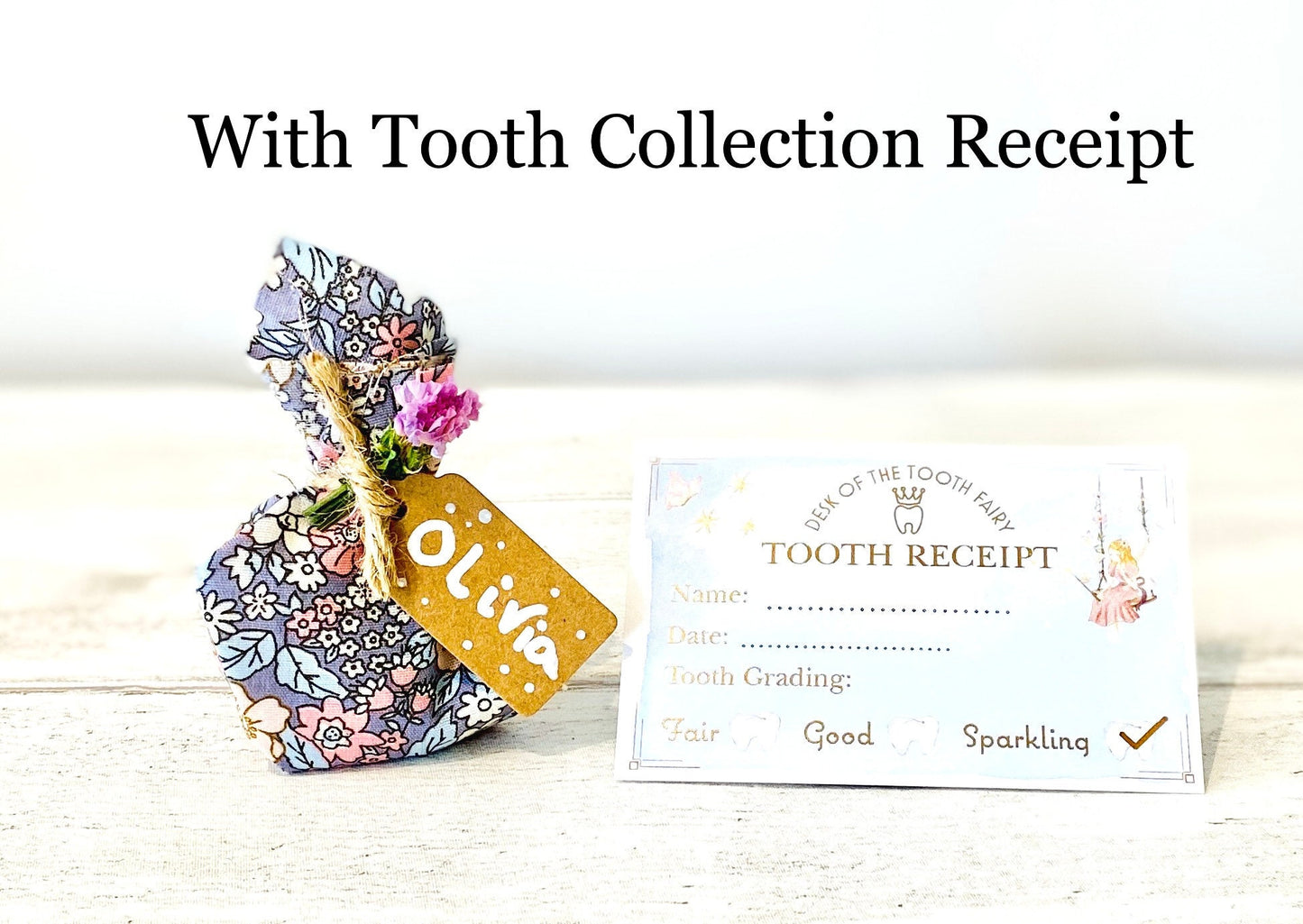 Tooth Fairy Letter & Tooth Fairy Gifts- Girl’s Tooth Fairy Kit (Fairy Dust), Tooth Fairy Note, Custom Tooth Fairy Set - Liberty of London