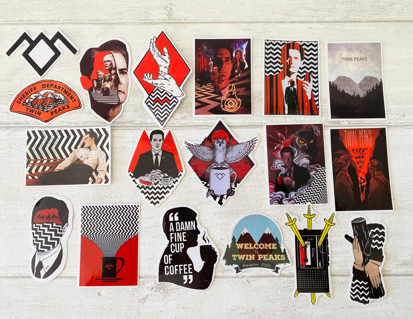 Twin Peaks Enamel Pin- Badge Lapel & Twin Peaks Stickers