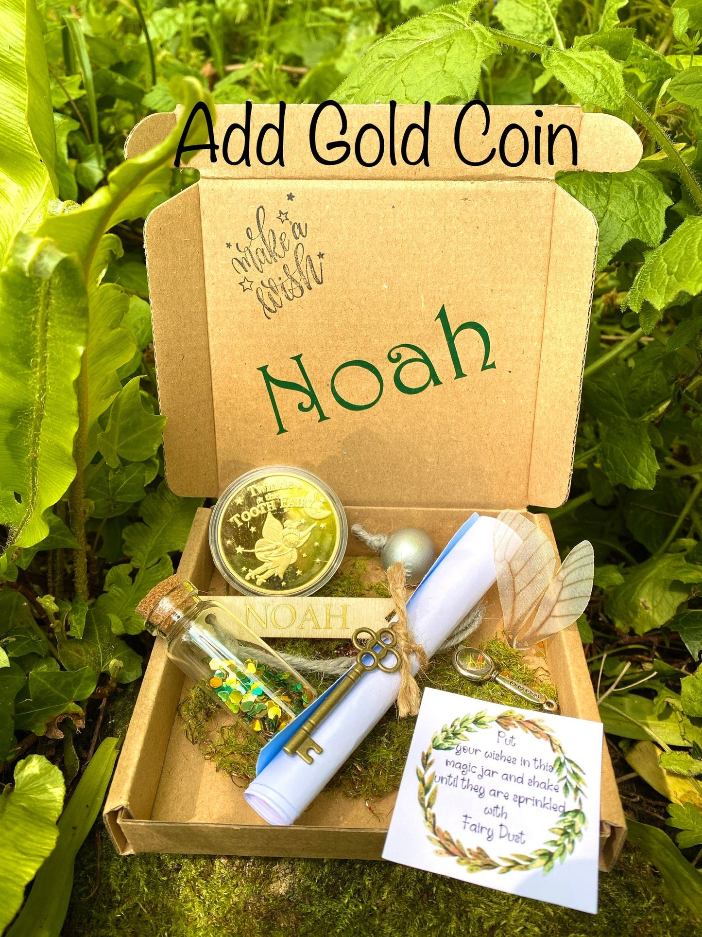 Woodland Fairy- BOY’S Tooth Fairy Letter Personalised gift box- Boy Tooth Fairy kit: Custom Letter, Fairy Dust, Fairy Wings, Magnifying Glas