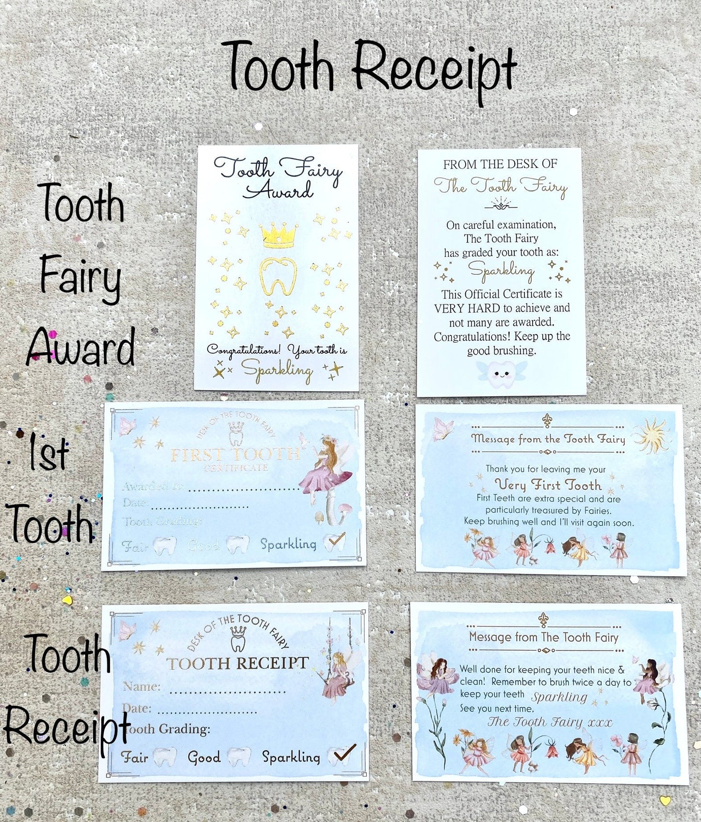 Tooth Fairy Kit - Girl’s Tooth Fairy Letter- Tooth Fairy Gifts for Girls (Fairy Dust), Personalised Tooth Fairy Note, Custom Tooth Fairy
