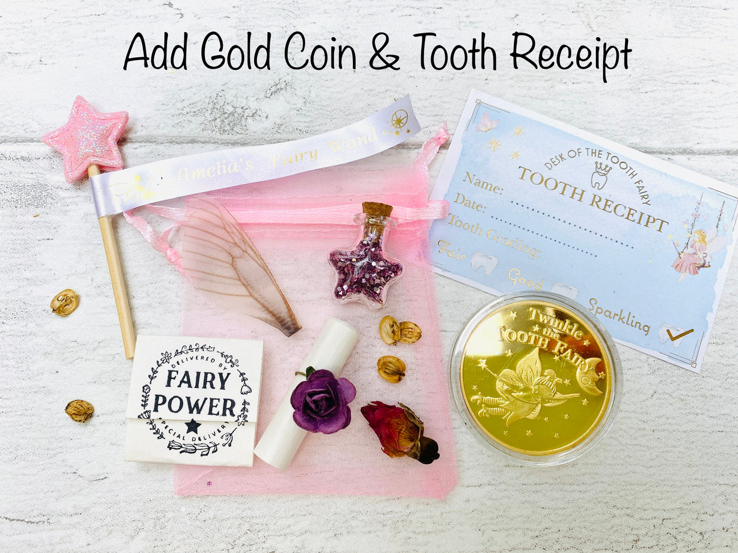 Tooth Fairy Kit- Fairy Wand Personalised, Tooth Fairy Letter, Fairy Dust & Tooth Fairy Gifts