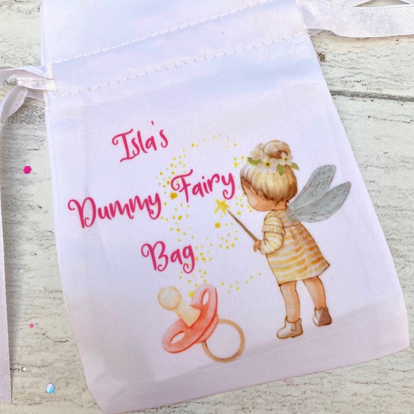 Dummy Fairy Bag- Personalised Dummy Soother Fairy Bag with Collection Receipt & Fairy Gift