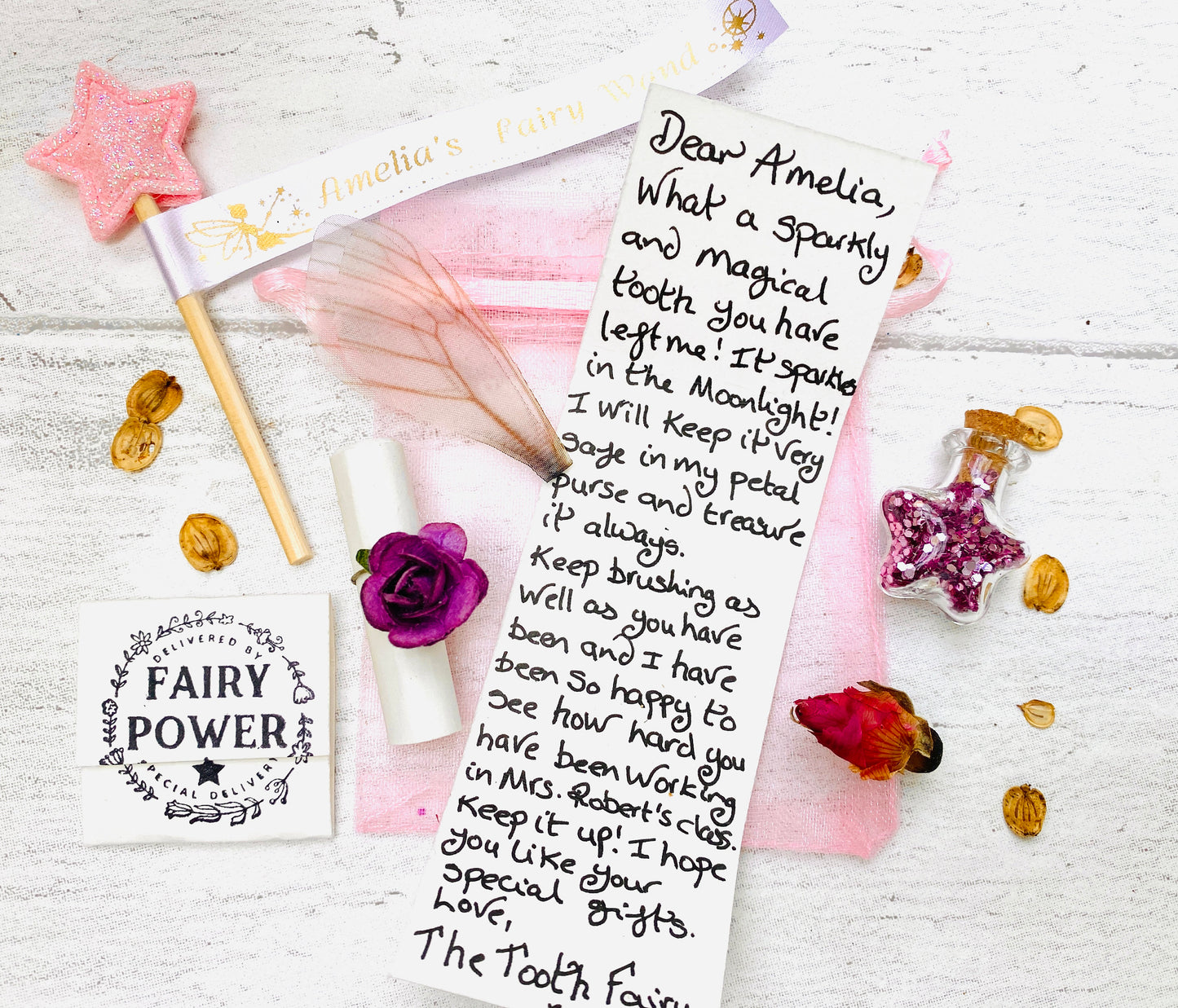 Tooth Fairy Kit- Fairy Wand Personalised, Tooth Fairy Letter, Fairy Dust & Tooth Fairy Gifts