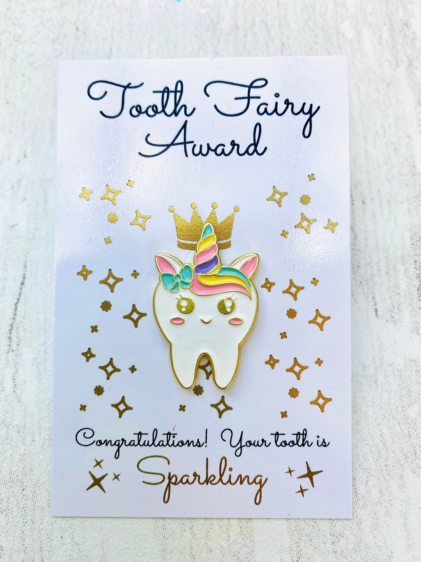 Tooth Fairy Gold Coin- Gift from the Tooth Fairy, Tooth Fairy Certificate, First Lost Tooth Certificate, Tooth Enamel Pin, Tooth Fairy Set