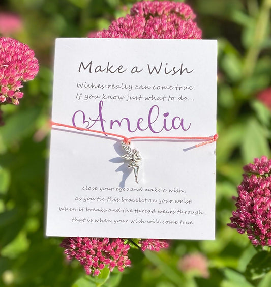 Pretty Fairy Bracelet gift charm! Delicate personalised fairy jewellery - birthday present, good luck gift- Make A Wish