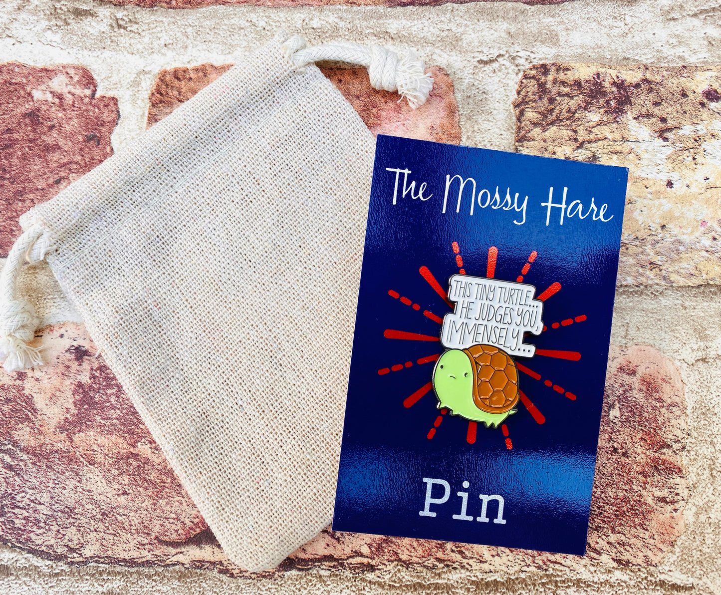 Funny Tortoise Enamel Pin! Humorous Tortoise badge!